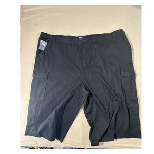 KingSize Mens Black Cotton Cargo Shorts Big 58 Elastic Waist Utility 70-0289-2